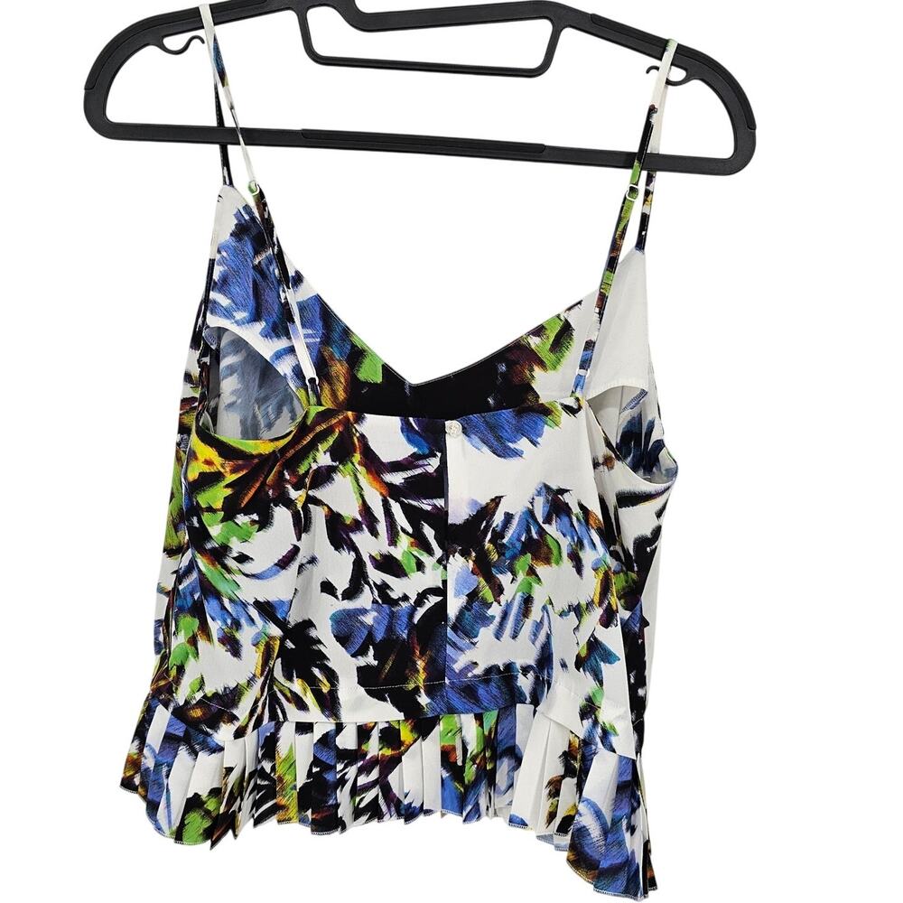 NWT French Connection Floral Cropped Pleated Camisole Top Y2K Boho Coastal M - Picture 2 of 11